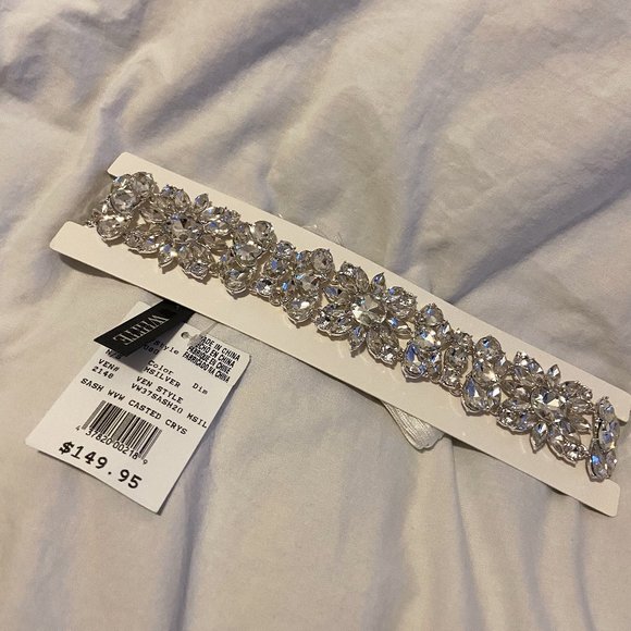 NEW Thin Rhinestone Bridal Belt/Crystal Wedding Belt/Silver Bridesmaid Belt